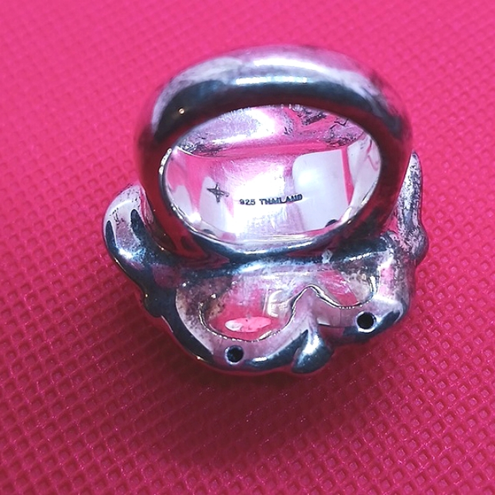 Sterling Silver Large Blooming Rose Ring. - Picture 5 of 16